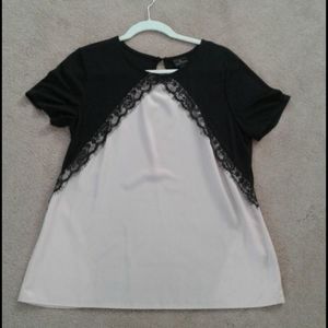 Pretty black and pink lace detail top